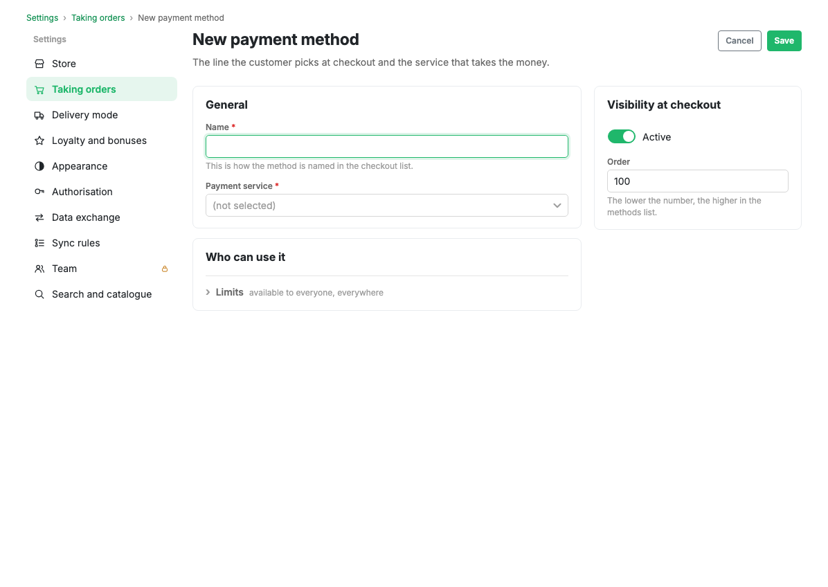 Payment method card