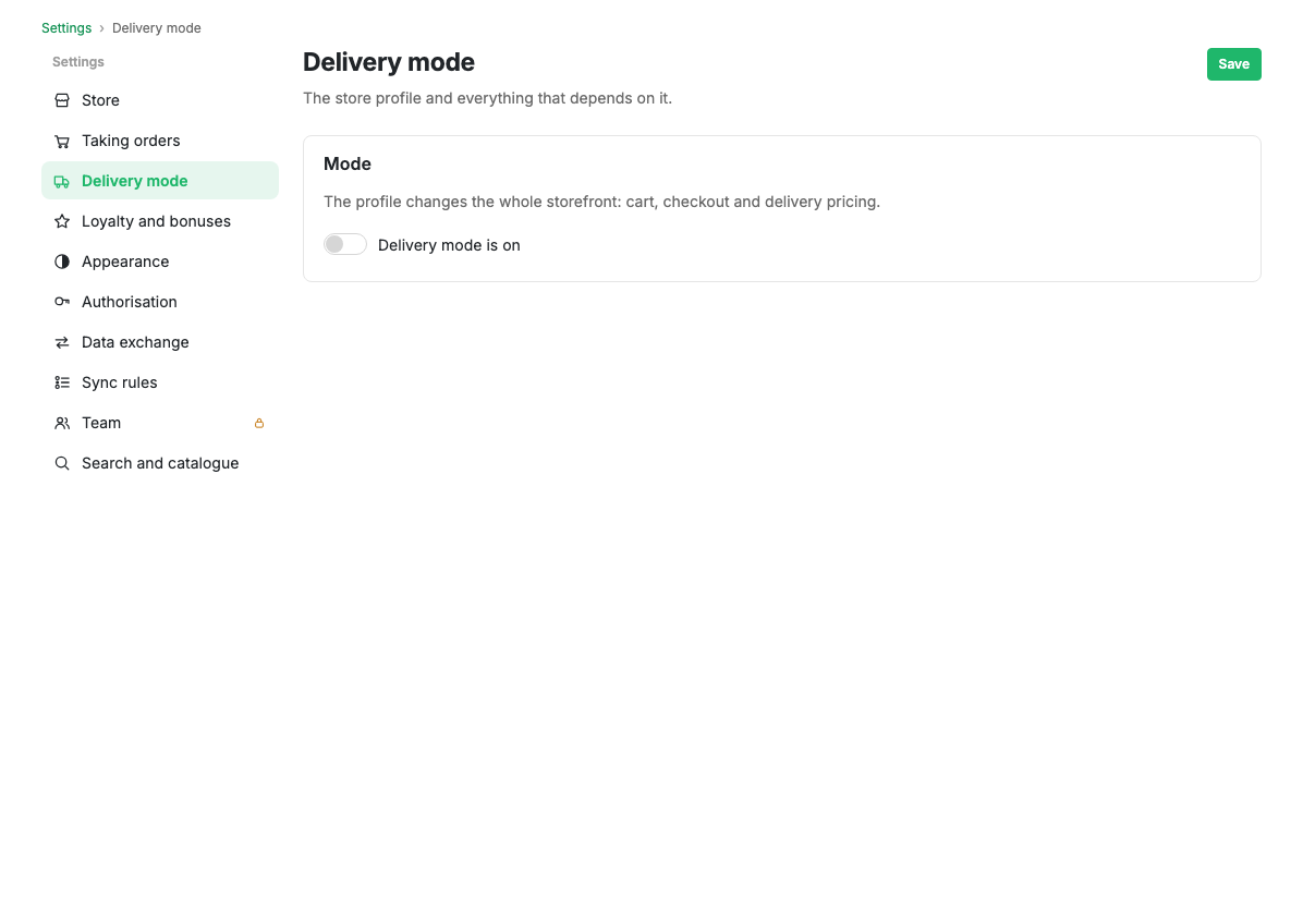 Delivery mode