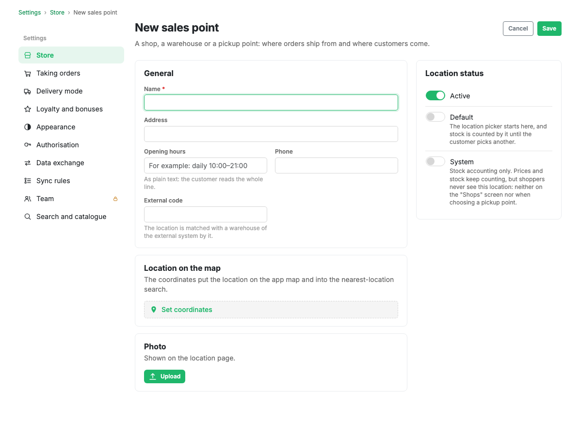 Point of sale card