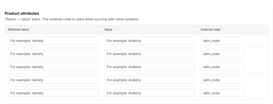 The Attributes tab