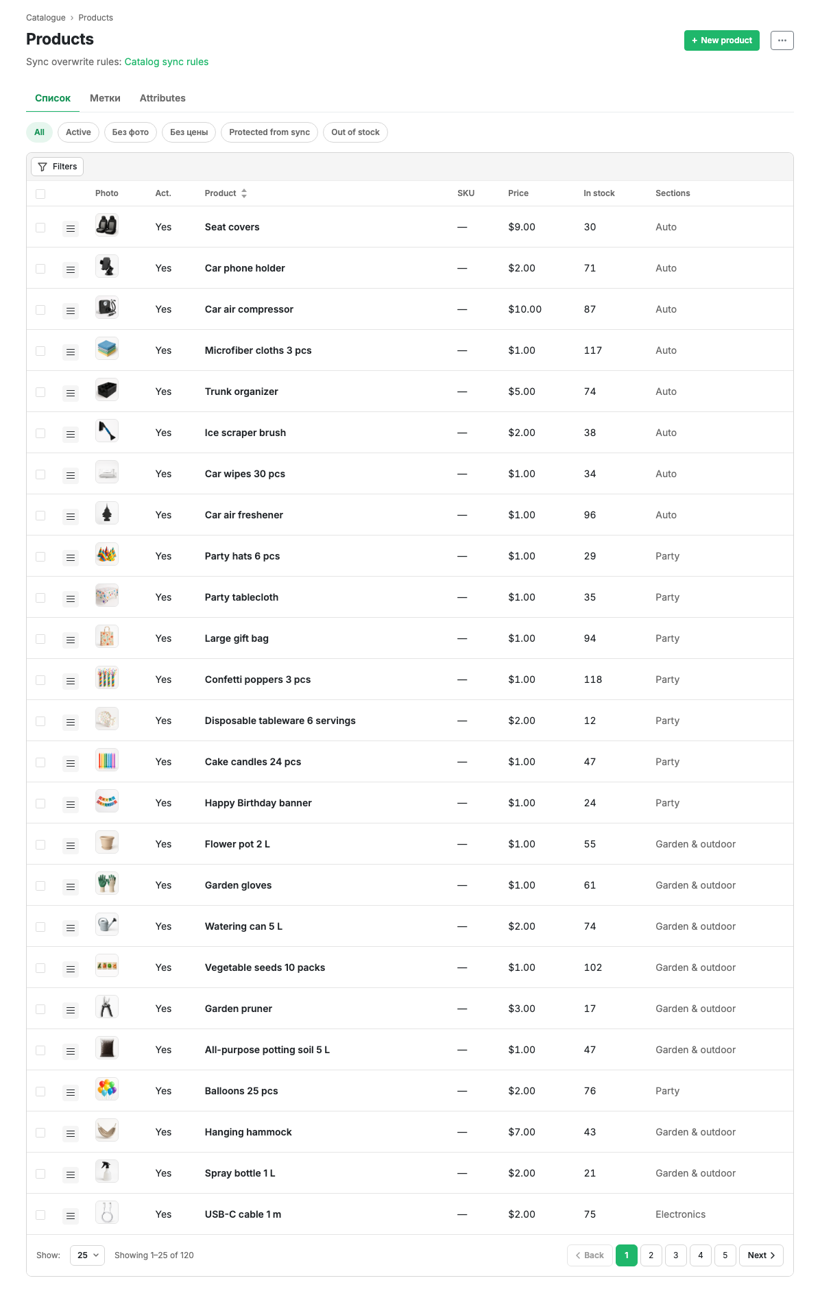 Product list
