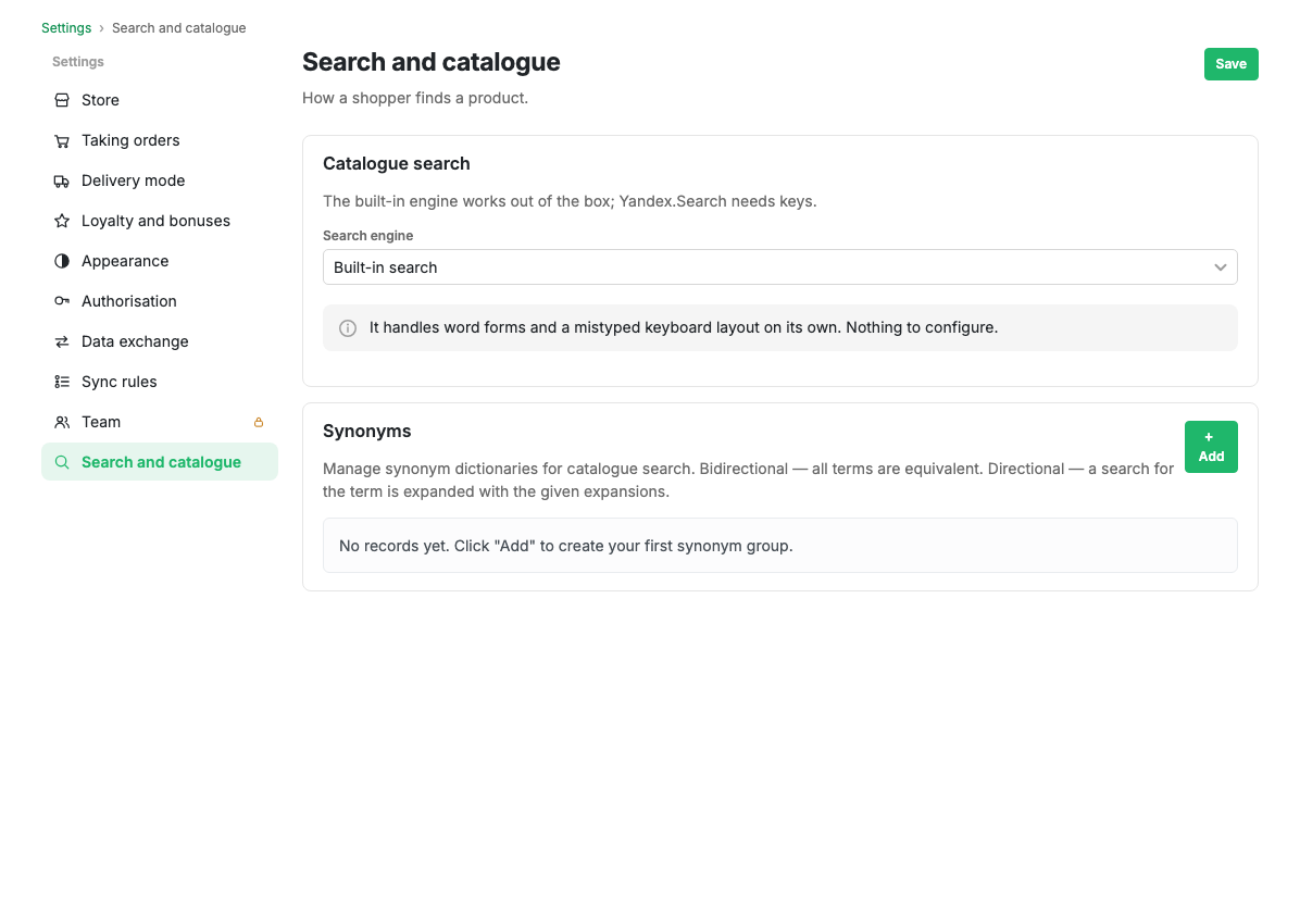 Search and synonyms