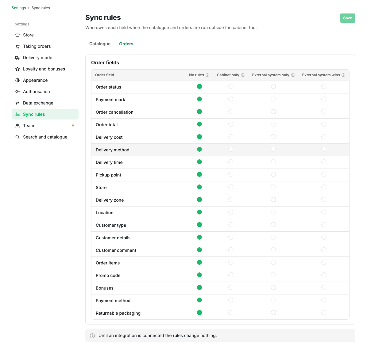 Order sync rules